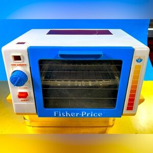 Fisher-Price Vintage 1987 Golden Glow Toaster Oven Mini Chef It Glows & WORKS!